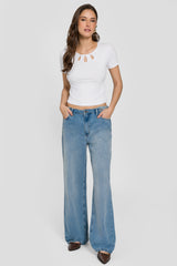 Calça Skater em Jeans com Ajuste de Cintura