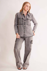 Calça Reta em Jeans Black com Elástico na Cintura