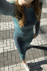 Vestido Midi em Tule Estampado com Manga Longa