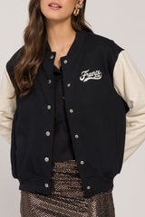 Jaqueta Bomber Oversized em Moletom