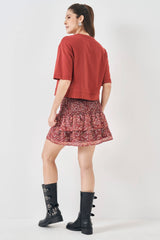 T-shirt em Malha Suedine com Modelagem Cropped