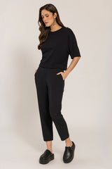 T-shirt em Malha Suedine com Modelagem Cropped