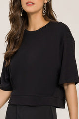 T-shirt em Malha Suedine com Modelagem Cropped