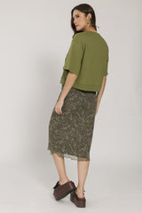 T-shirt em Malha Suedine com Modelagem Cropped