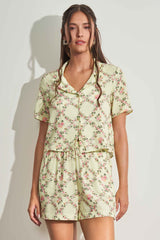 Camisa de Manga Curta em Viscose Estampada