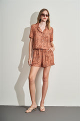 Camisa de Manga Curta em Viscose Estampada