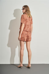 Camisa de Manga Curta em Viscose Estampada