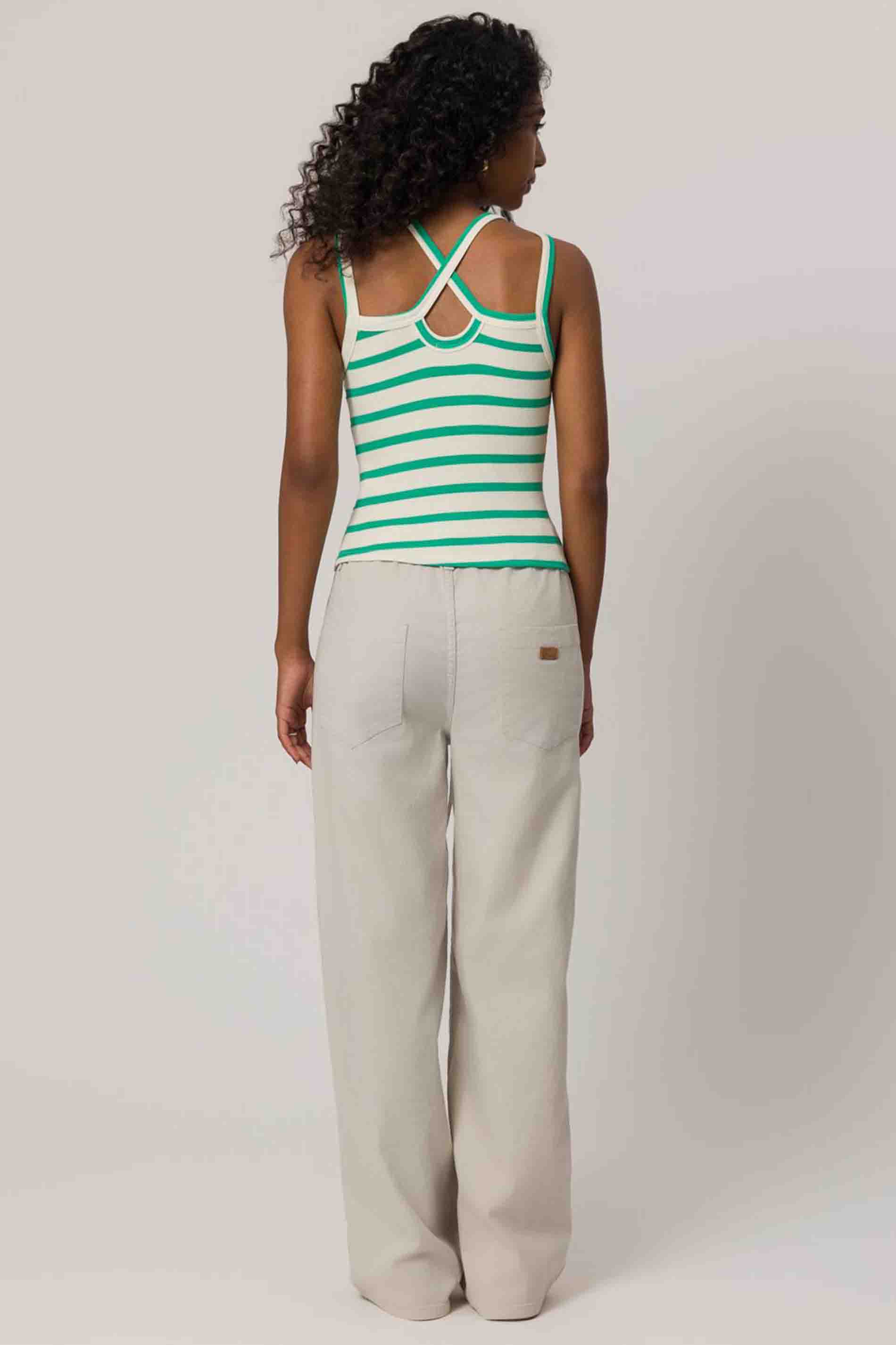 Blusa de Alças em Ribana Listrada