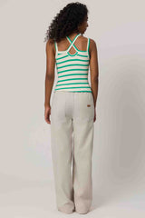 Blusa de Alças em Ribana Listrada