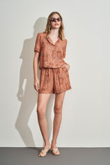 Shorts com Elástico em Viscose Estampada