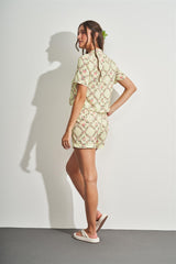 Shorts com Elástico em Viscose Estampada