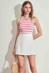 Blusa de Alças em Ribana Listrada