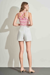 Blusa de Alças em Ribana Listrada