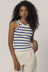 Blusa de Alças em Ribana Listrada