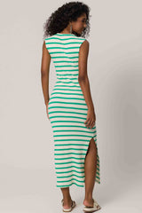 Vestido Midi Sem Manga em Ribana Listrada