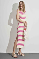Vestido Midi Sem Manga em Ribana Listrada