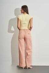 Blusa de Manga Curta em Ribana com Gola Redonda