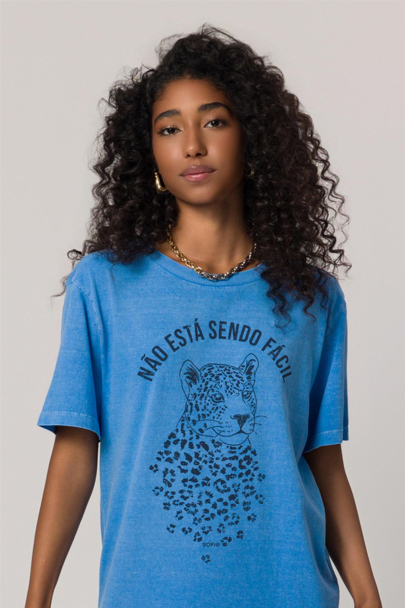T-shirt em Meia Malha Estonada com Estilo Casual