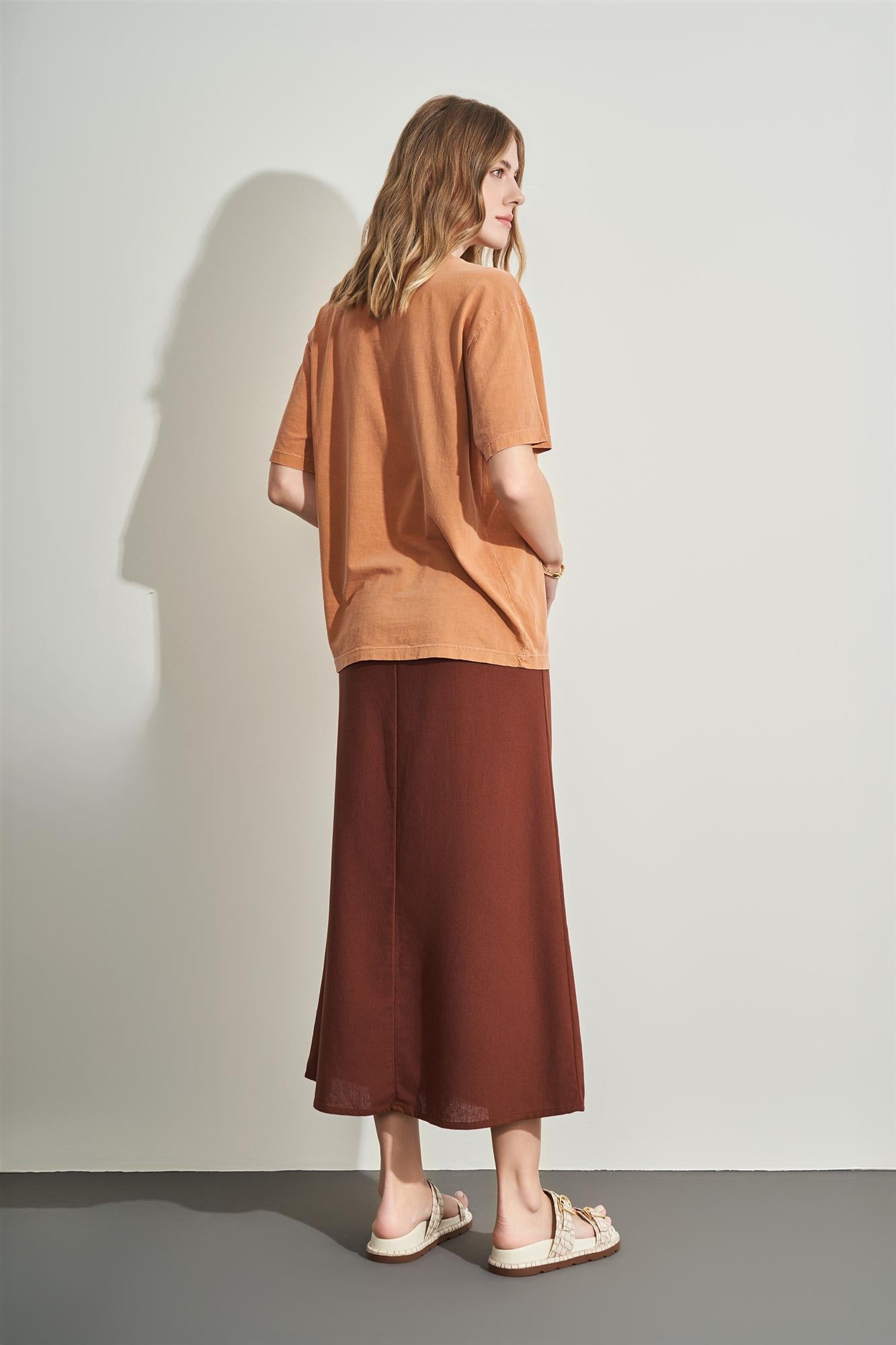 T-shirt em Meia Malha Estonada com Estilo Casual