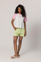 T-shirt Bicolor em Meia Malha com Caimento Slim