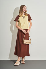 T-shirt Bicolor em Meia Malha com Caimento Slim