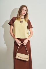 T-shirt Bicolor em Meia Malha com Caimento Slim