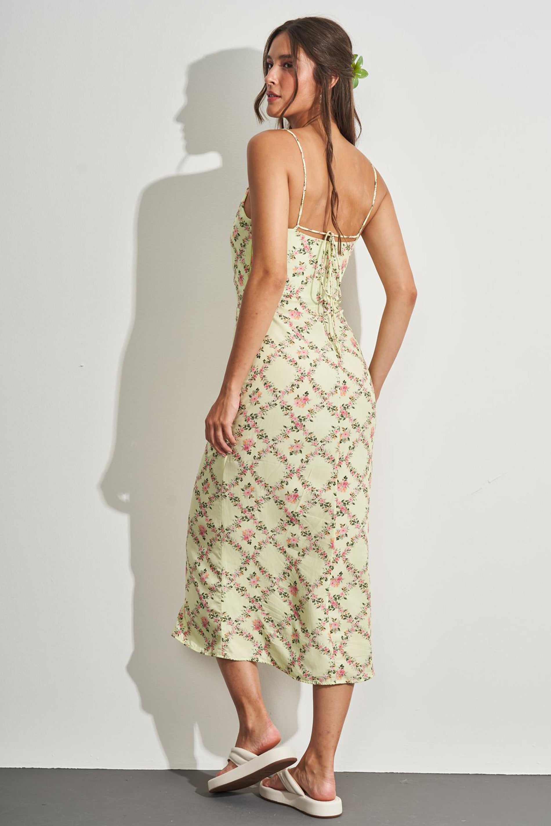 Vestido Maxi Midi de Alça em Viscose Estampada