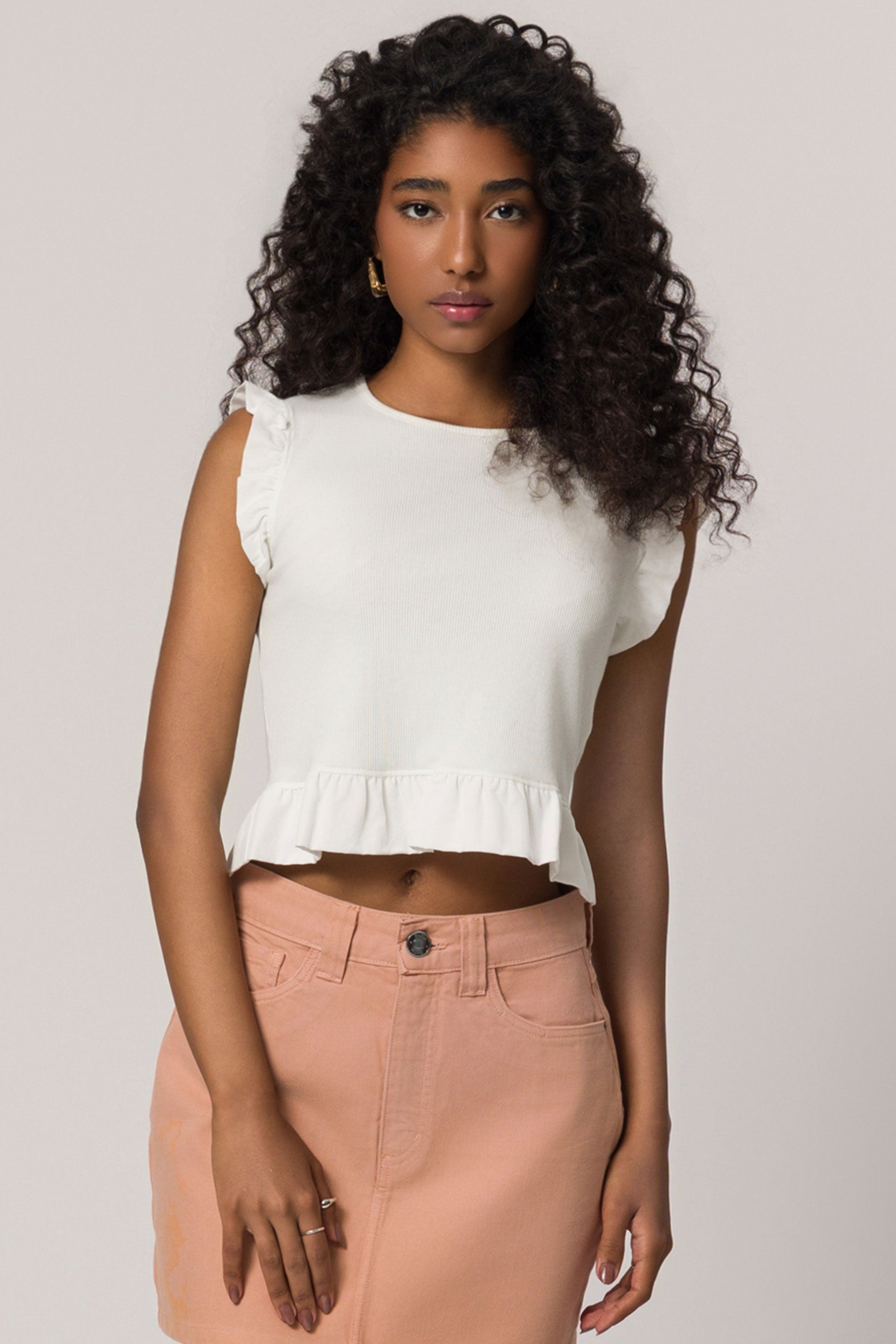 Blusa Sem Manga em Ribana com Plano Viscose