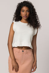 Blusa Sem Manga em Ribana com Plano Viscose