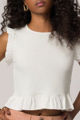 Blusa Sem Manga em Ribana com Plano Viscose