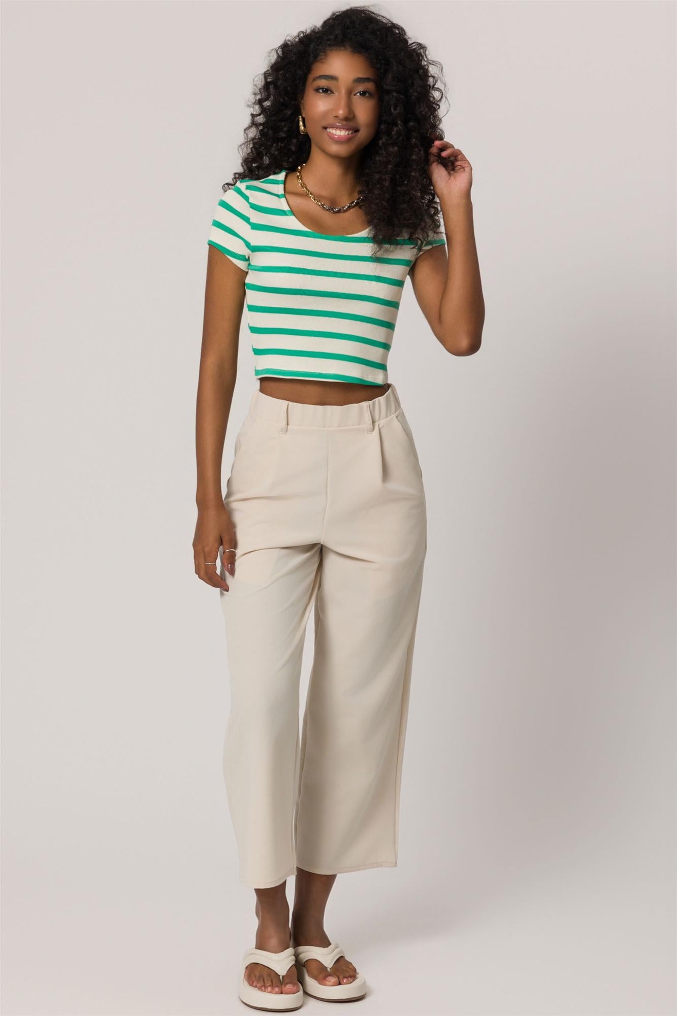 Blusa Cropped Listrada