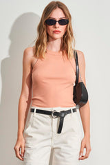 Blusa Sem Manga em Ribana com Caimento Slim