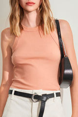 Blusa Sem Manga em Ribana com Caimento Slim