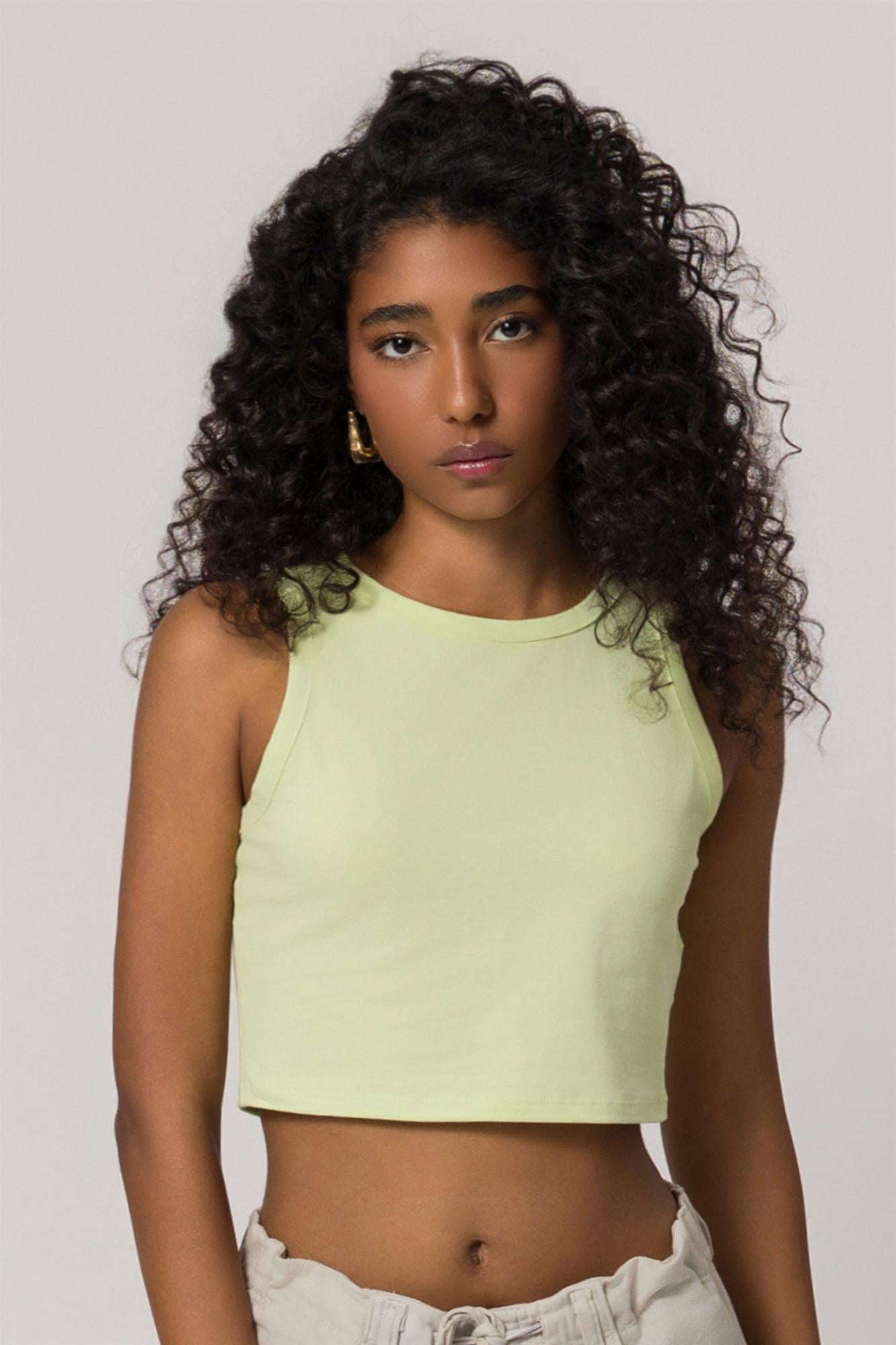 Blusa Cropped em Malha de Algodão com Elastano