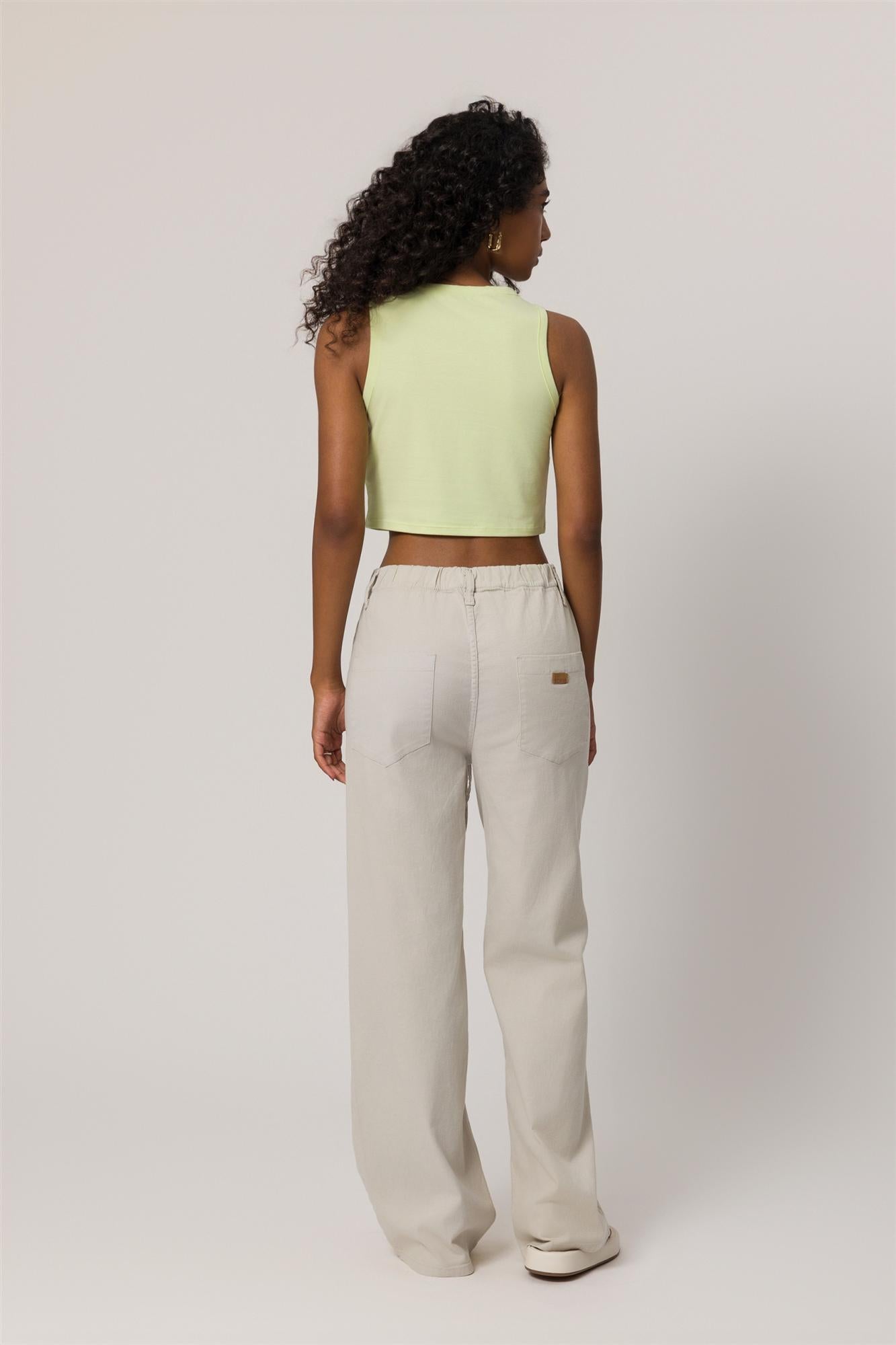 Blusa Cropped em Malha de Algodão com Elastano