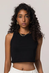 Blusa Cropped em Malha de Algodão com Elastano