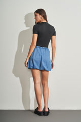 Blusa de Manga Curta em Malha Microfibra