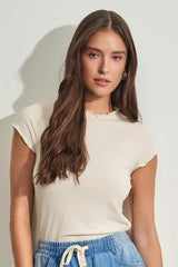 Blusa de Manga Curta em Ribana com Gola Alta