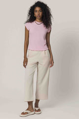 Blusa de Manga Curta em Ribana com Gola Alta