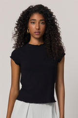 Blusa de Manga Curta em Ribana com Gola Alta