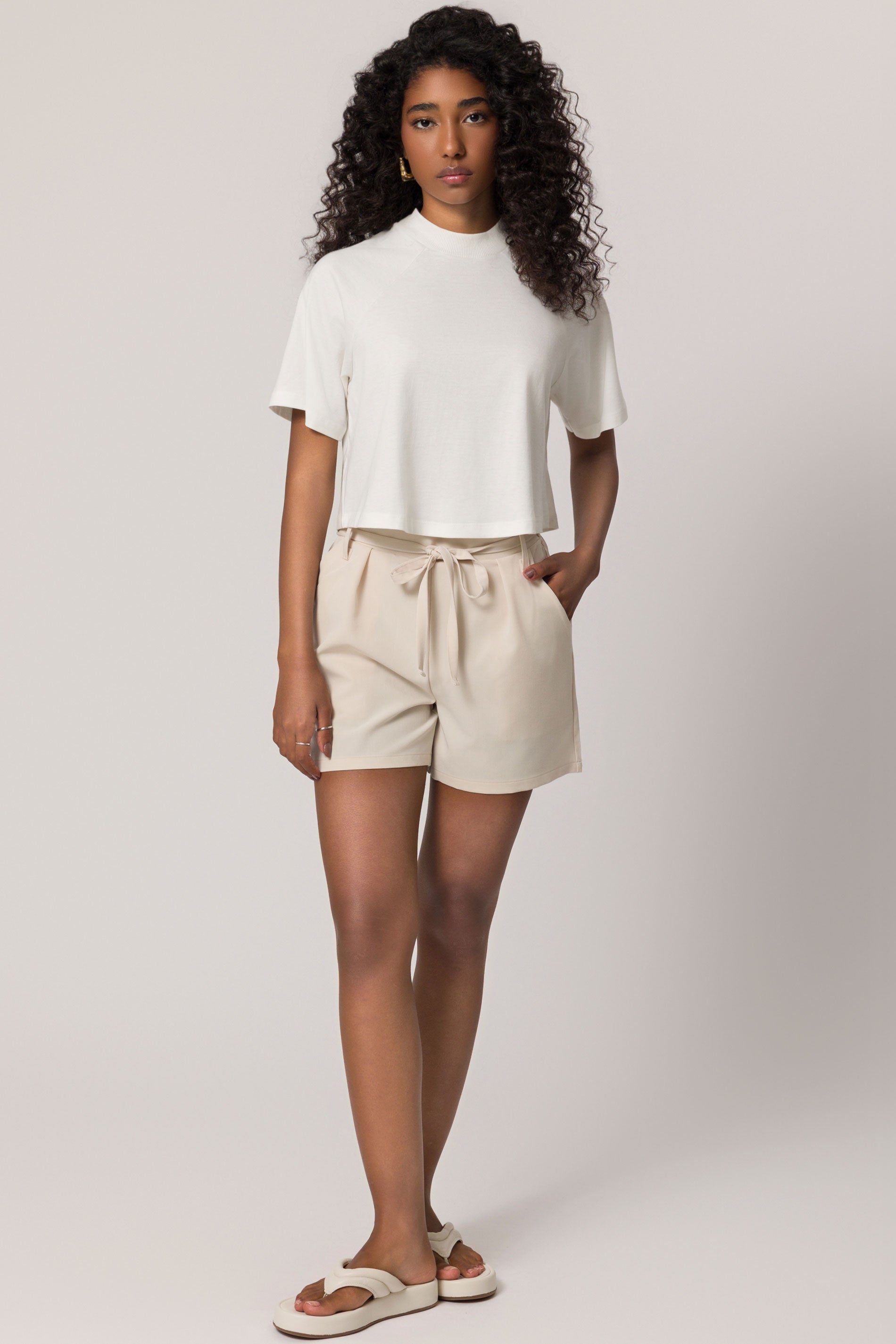 T-shirt Cropped em Meia Malha