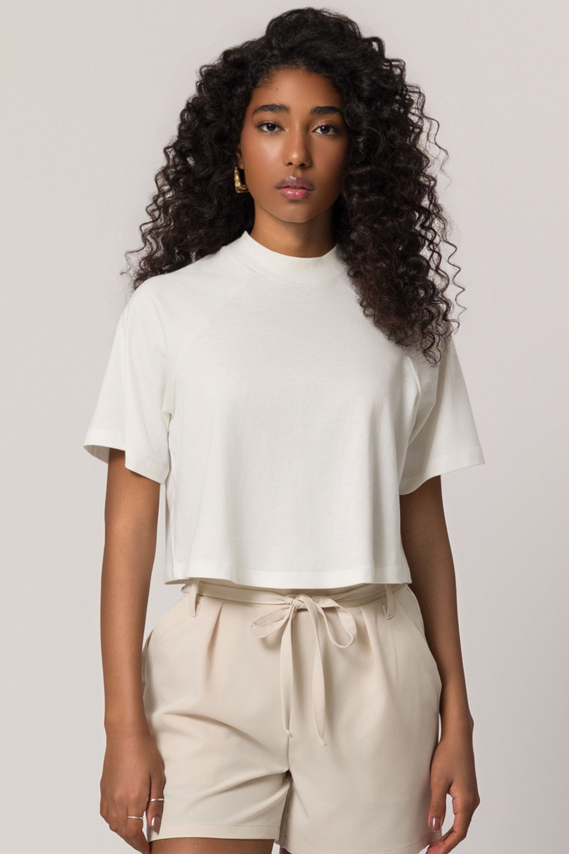 T-shirt Cropped em Meia Malha