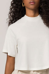 T-shirt Cropped em Meia Malha