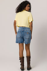 T-shirt Cropped em Meia Malha