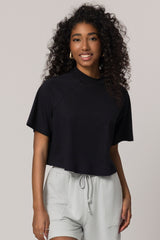 T-shirt Cropped em Meia Malha