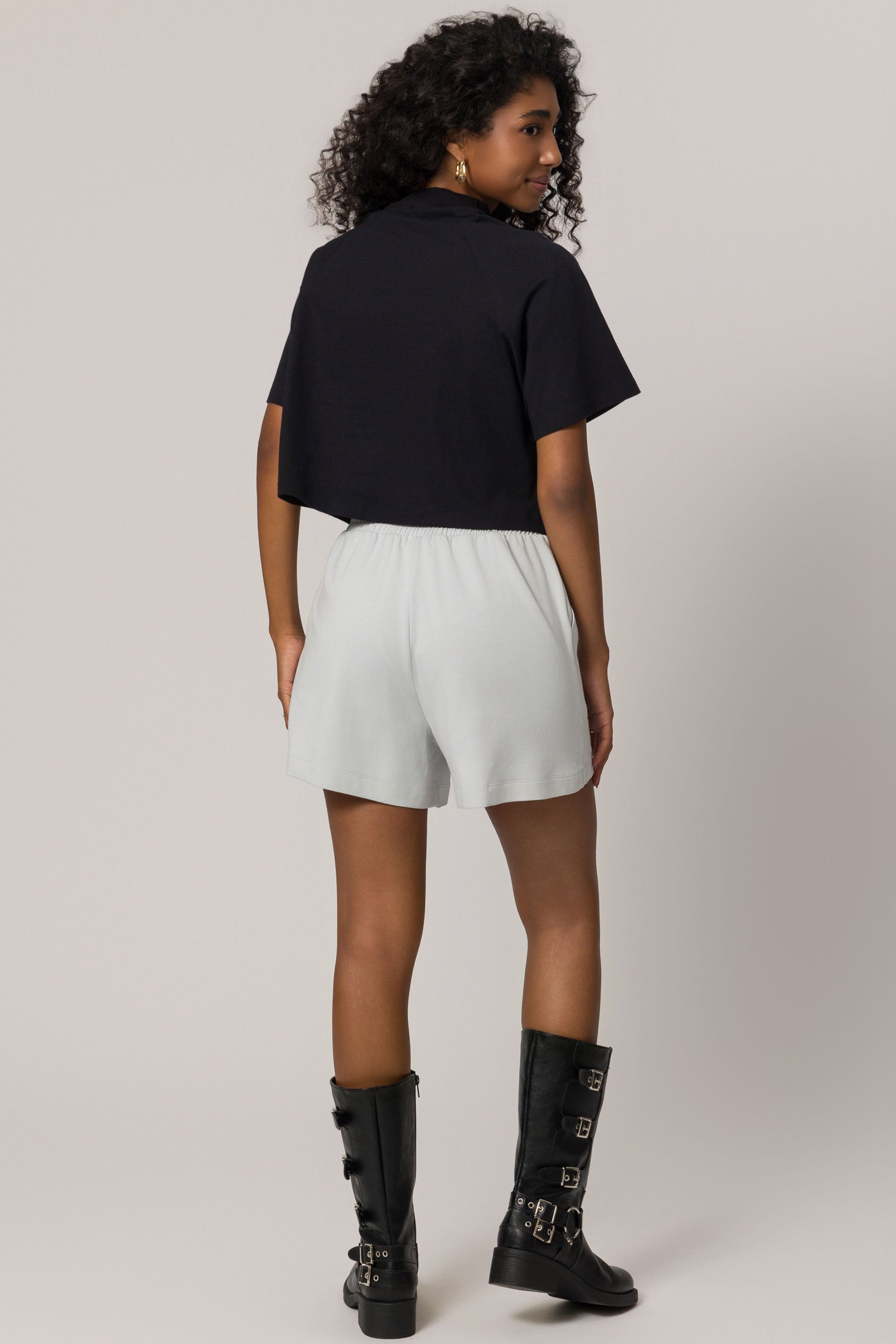 T-shirt Cropped em Meia Malha