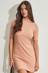 Vestido Curto de Manga Curta em Ribana