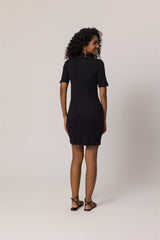 Vestido Curto de Manga Curta em Ribana