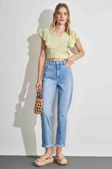 Calça Mom em jeans com elastano