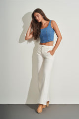 Top em Jeans com Elastano